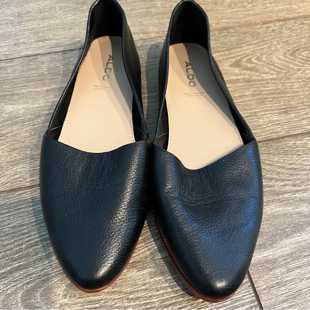 Aldo Black Leather Slip-On Shoes